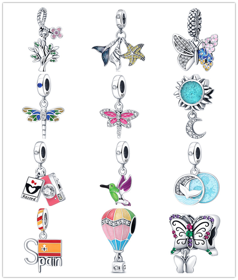

New s925 Sterling Silver Beaded Loose Beads Original Fit Pandora Bracelet Flower Tree Balloon Charms Charm Girls Fashion Pendant Accessories DIY Women Gift Jewelry