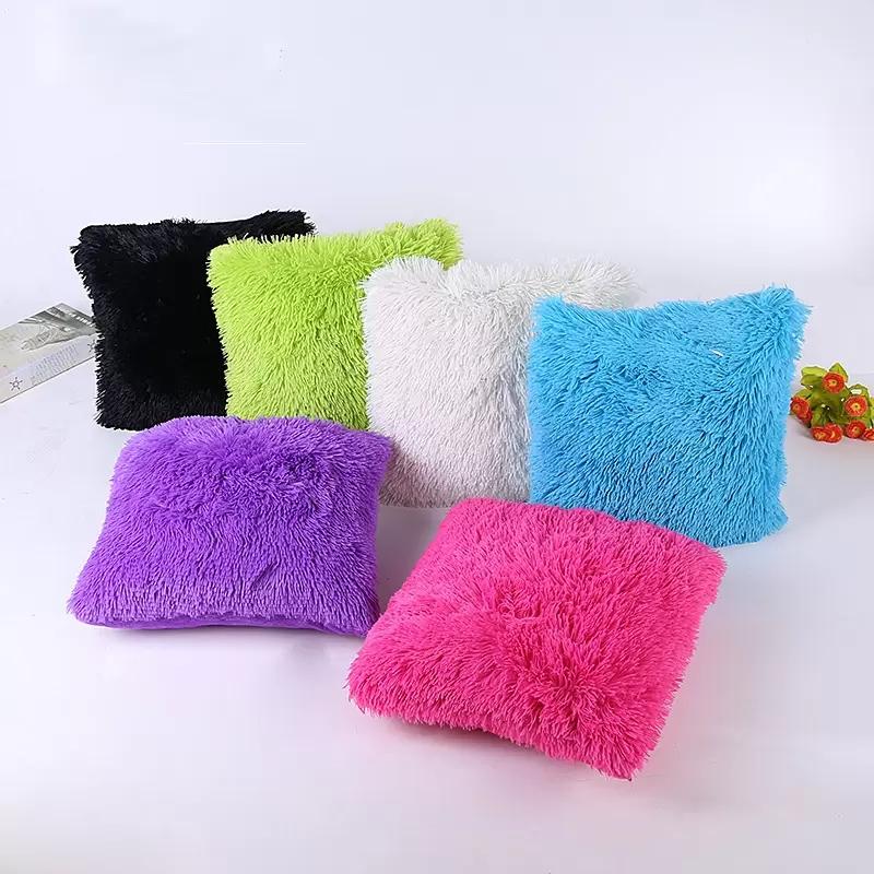 

14 colors Christmas Faux Fur Pillow Case For Sofa Car Cushion Plush sea lion Cover Pillowslip Bedding 43*43cm, Mix colors;pls message