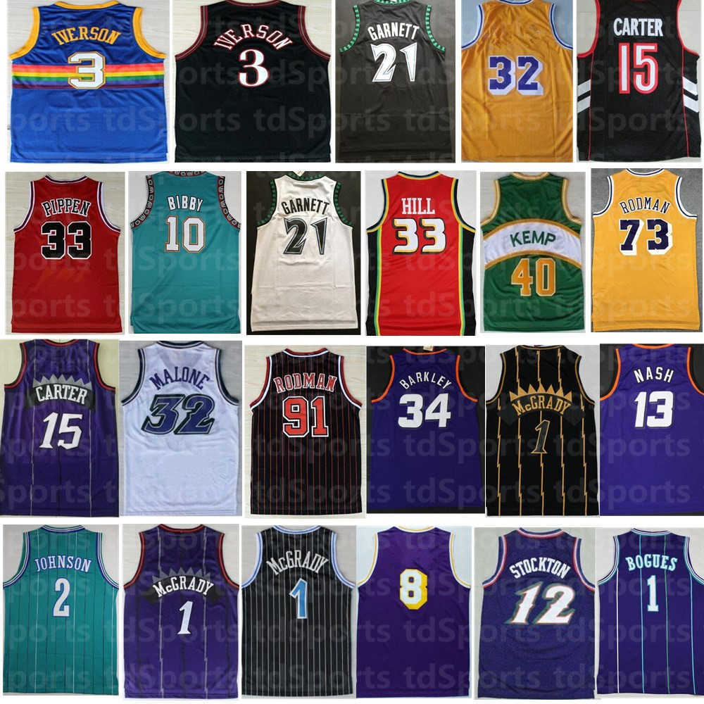 

Men Stitched All Retro Basketball Jerseys Carter McGrady Penny Hakeem Stockton 32 Karl Malone 33 Hill ason West Allen Iverson Mike Bibby, As shown in illustration