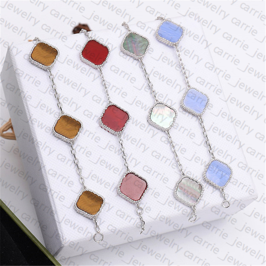 Bracelets de créateurs Bracelet Clover Fashion Flower Flower for Man Woman Gold Silver en option 18 Color haute qualité