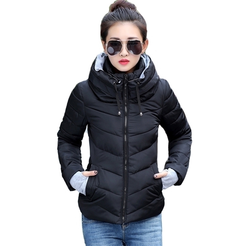 

ladies fashion coat winter jacket women outerwear short wadded jacket female padded parka women's overcoat 201127, Beige-no hood