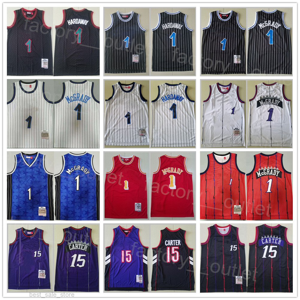 Man Retro Basketball Mitchell & Ness Tracy McGrady Vintage Jersey Vince Carter 15 Penny Hardaway 1 Retro Black Purple Blue White Red Stripe