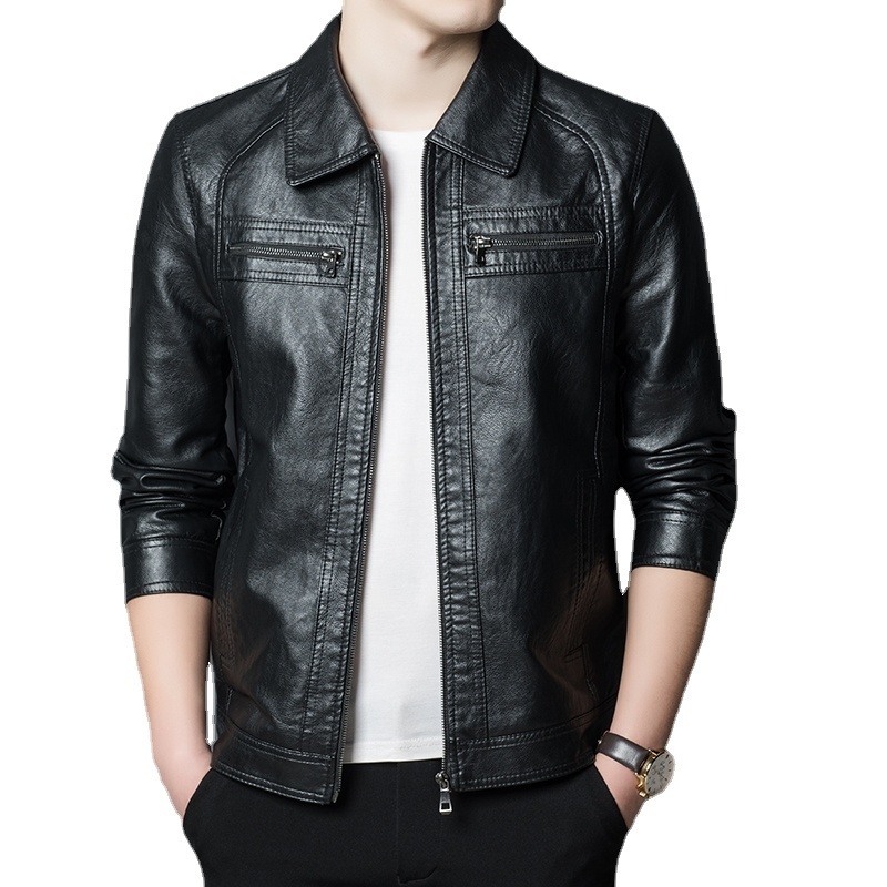

Autumn style Men's Retro Leather Jackets Outwear Casual Motorcycle Pu Jacket Biker Leather Windbreaker Multipockets S3XL 220816, Black