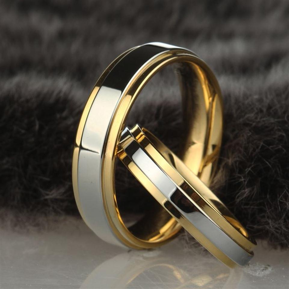 

Stainless steel Wedding Ring Silver Gold Color Simple Design Couple Alliance Ring 4mm 6mm Width Band Ring for Women and Men169r