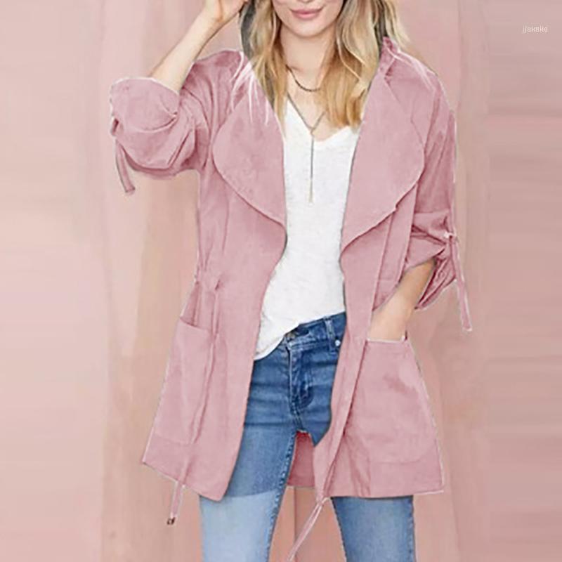 

Ladies' Autumn Coat Fashion Womens Long Sleeve Pocket Drawstring Hooded Jacket Windbreaker Top W912, Ag
