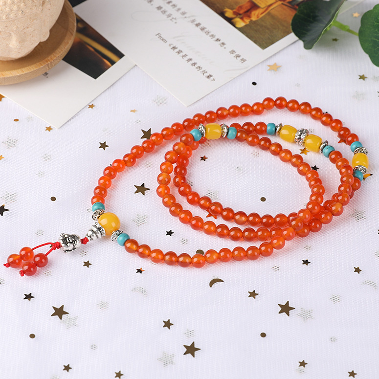 

Bracelet Natural Agate Multi Circle Buddha Beads Necklace