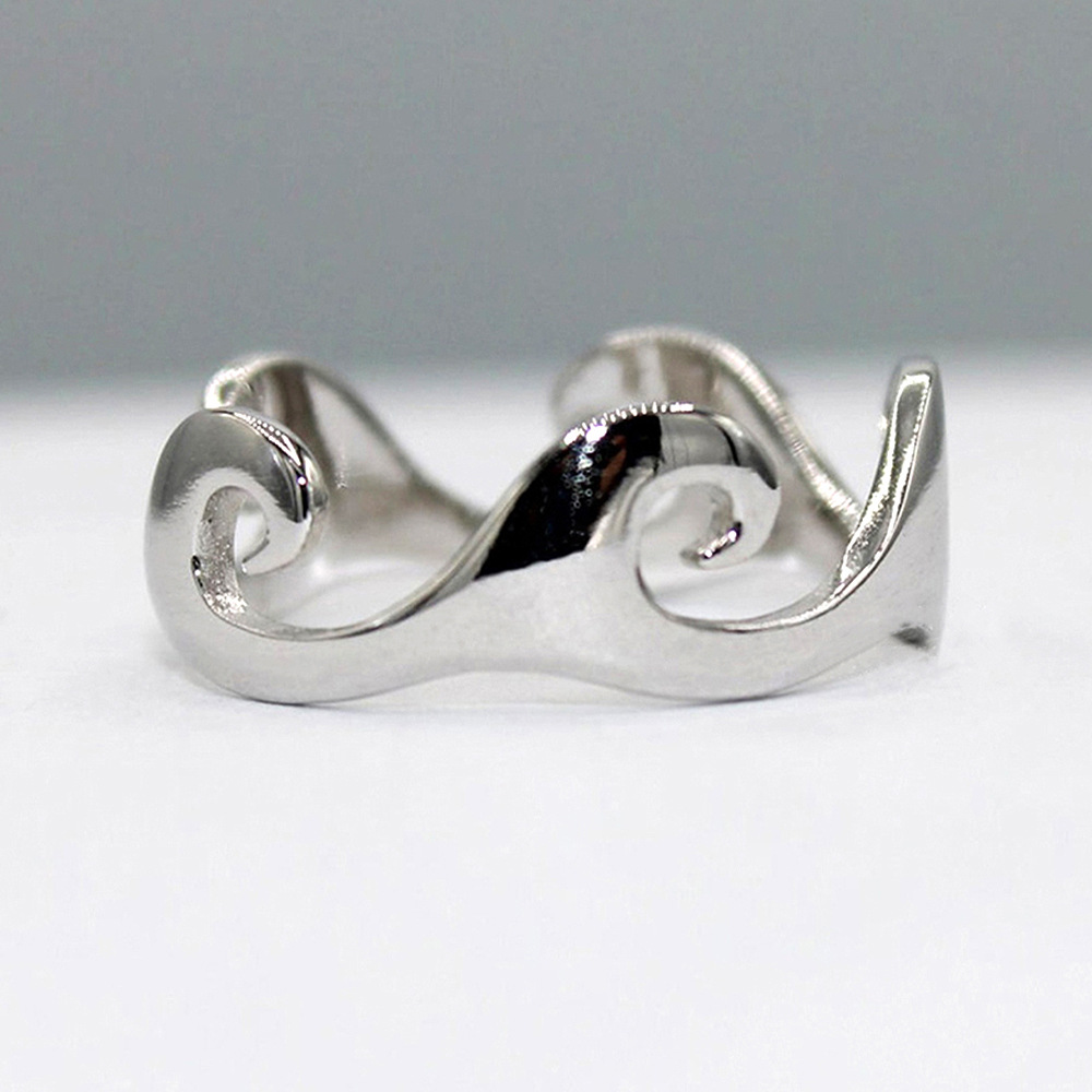 

2022 Fashion Rings Simple Ocean Wave Beach Dainty Surf Tide Silver Color Ring for Women Man