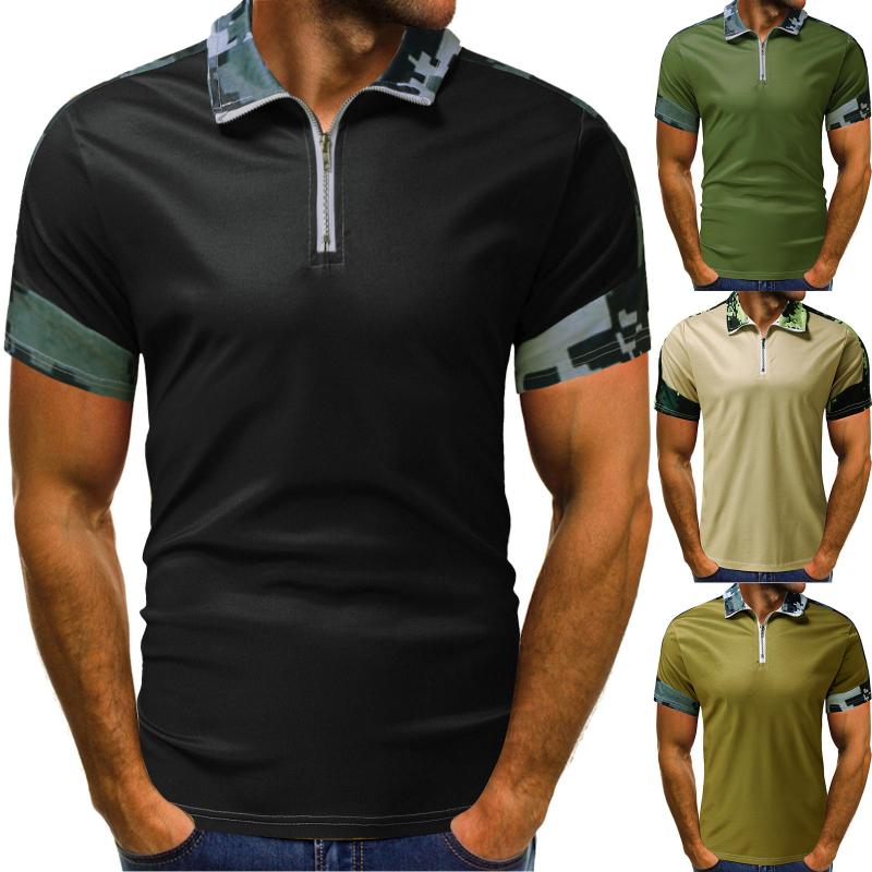 

Men's Polos Men Spring And Summer Fashion Loose Lapel Zipper 3D Digital Camouflage Printing Long Sleeve Mens Leopard T ShirtsMen's, Army green