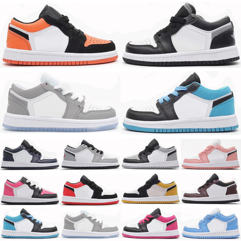 

Top Quality Jumpman 1 Low Baby Kids Basketball Shoes Obsidian Chicago University blue black metallic silver shadow Boy Girls Children Toddler 1s Sport Sneaker, As photo 5