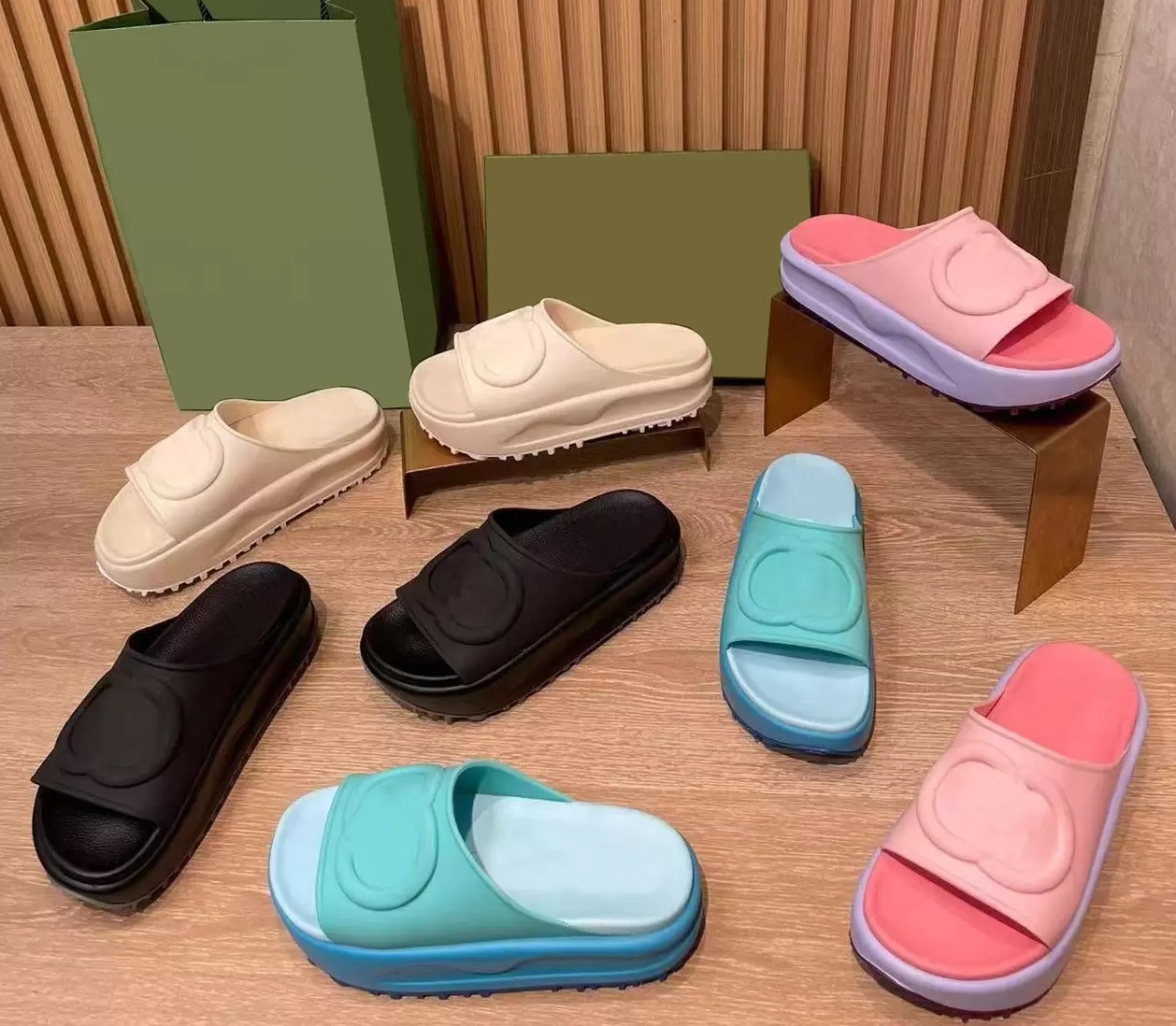 

Women Slippers Designer Slippers Platform Slipper Classics Rubber Slides Solid Color Flip Flops Non Slip Sandals Thick Bottom Flat Shoes kingremit03, Black