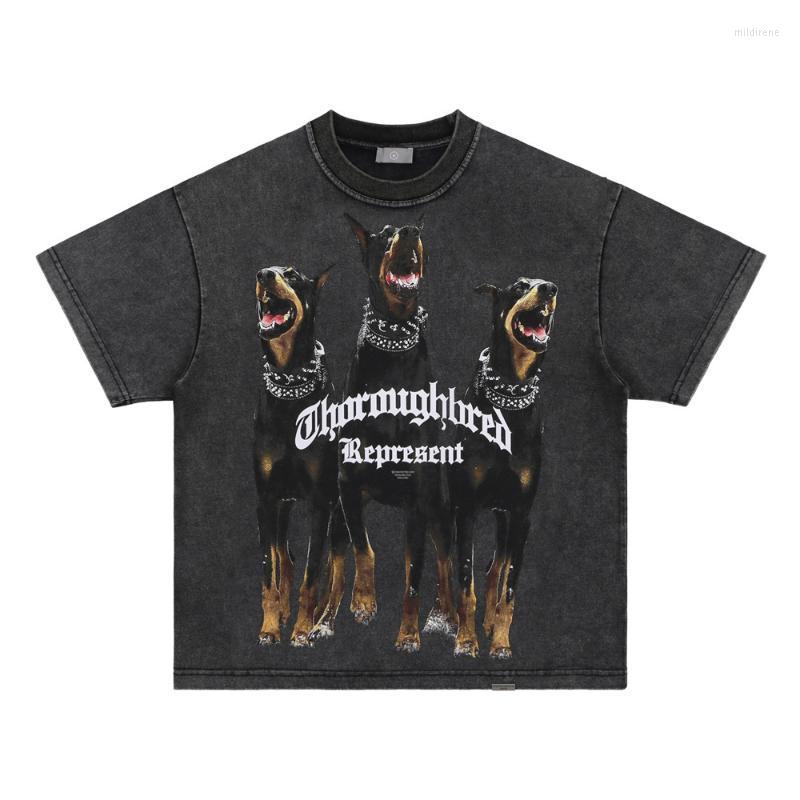 

Men's T-Shirts Summer BLACK Apricot Camisetas Hombre Animal Pattern Round Collar 2022 Street Cotton Five SleevesMen's Mild22
