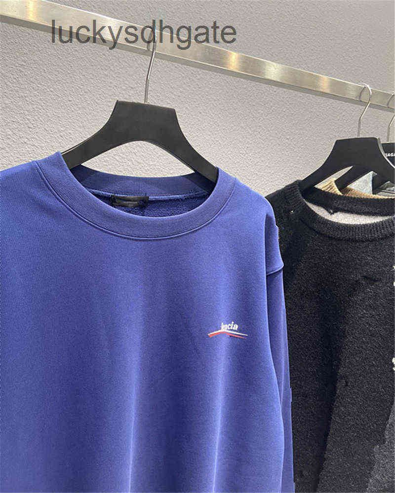 

Designer Brand Hoodies Ba lencia ga High version 21fw autumn winter new wave coke embroidery printing couple leisure OS round neck sweater 1O8E, Blue
