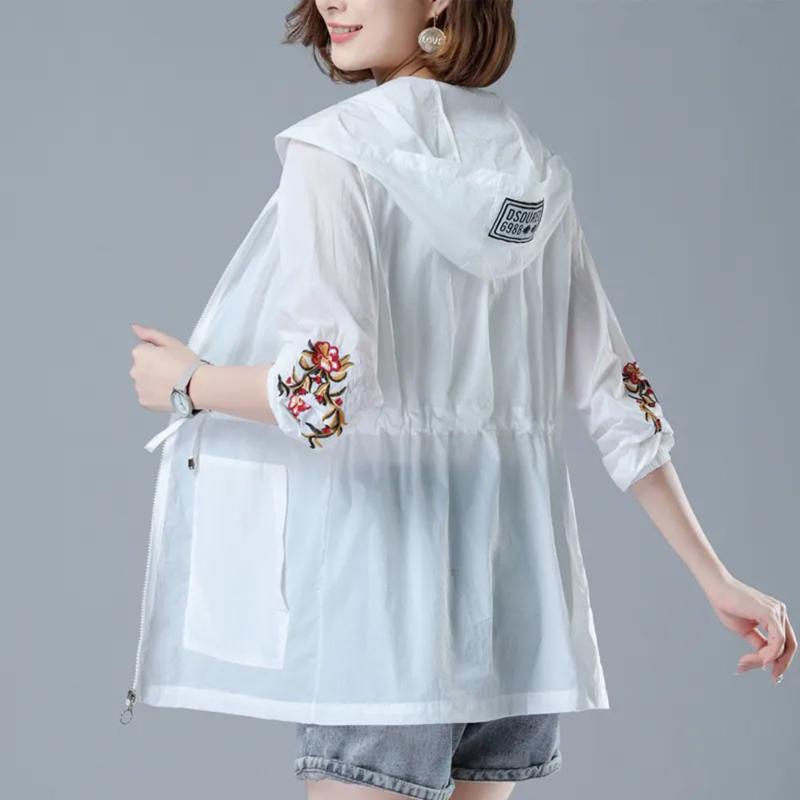 

Women's Jackets Summer Women Jacket Thin Coat 2022 Long Sleeve UV Sun Protection Hooded Windbreaker Female Breathable Casual Outwear TopWome, Big red 1