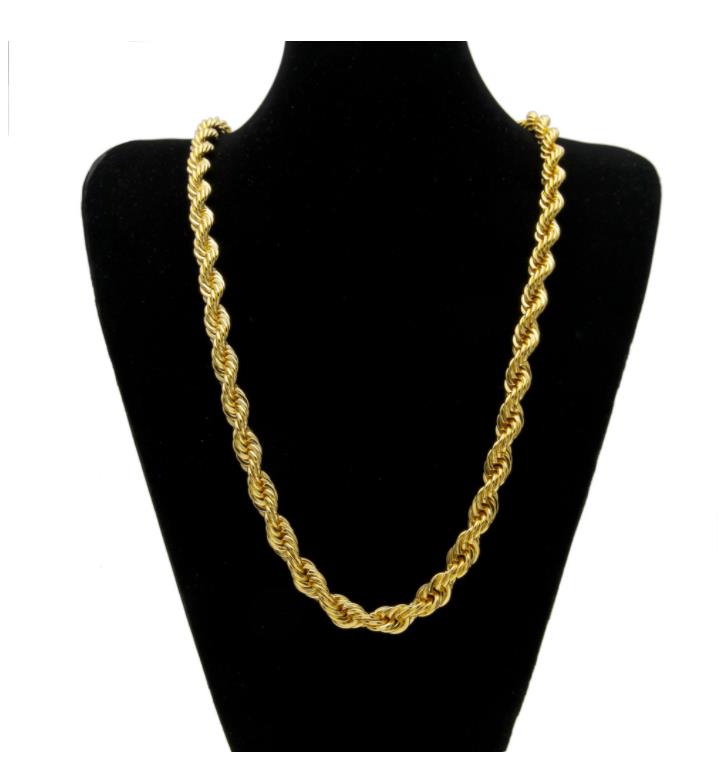 

Chains Necklaces Pendants Jewelry 10Mm Thick 76Cm Long Rope Twisted Chain 24K Gold Plated Hip Hop Heavy Necklace For Mens Drop Delivery 20