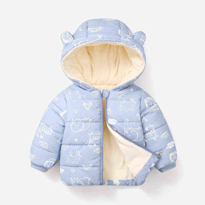 

Kid 'S Girls Coat Sweet Flowers Joining Velvet Lining Warm Hooded 1-6 Year Old Boy Korean Fashion Leisure Childrens Clothing Jackets J220718, Photo color