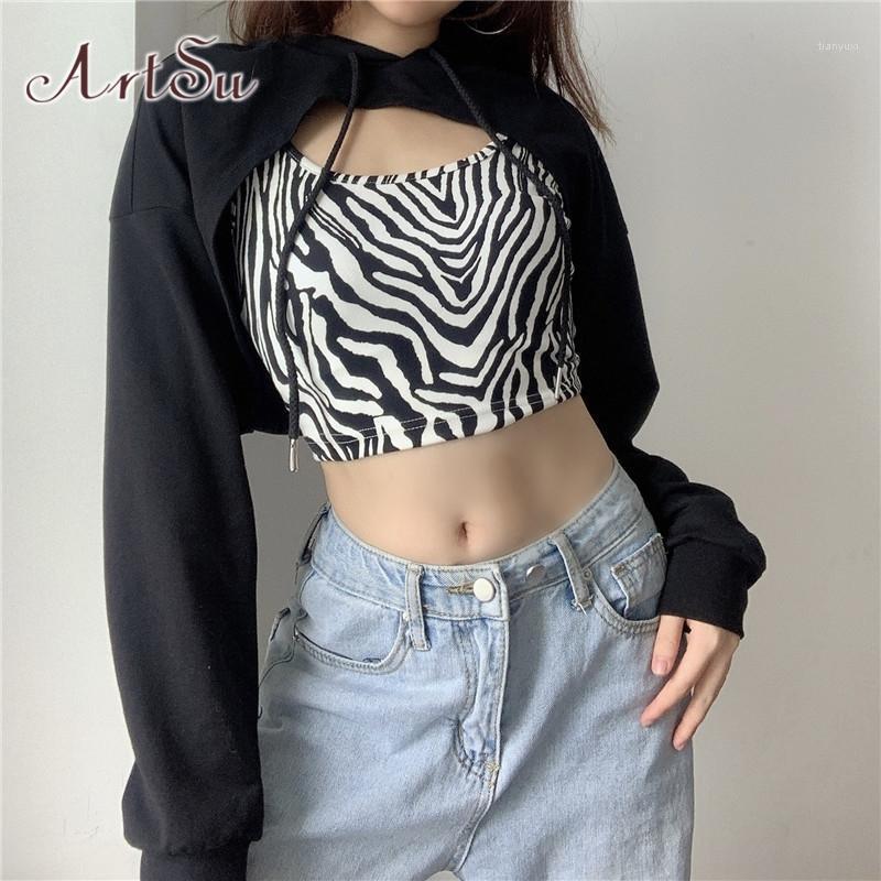 

Pieces Zebra Print Black Crop Top Hoodie Sweatshirt Harajuku Punk Long Sleeve Sweat Shirt Women Casual Pullover HO52022 Women' Hood Hoodies