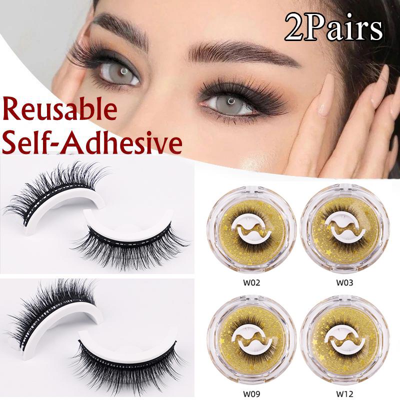 

False Eyelashes Pairs Reusable Self-adhesive Glue Free Fake Eye Lashes Easy To Wear Fluffy Eyelash Extension Makeup ToolFalse