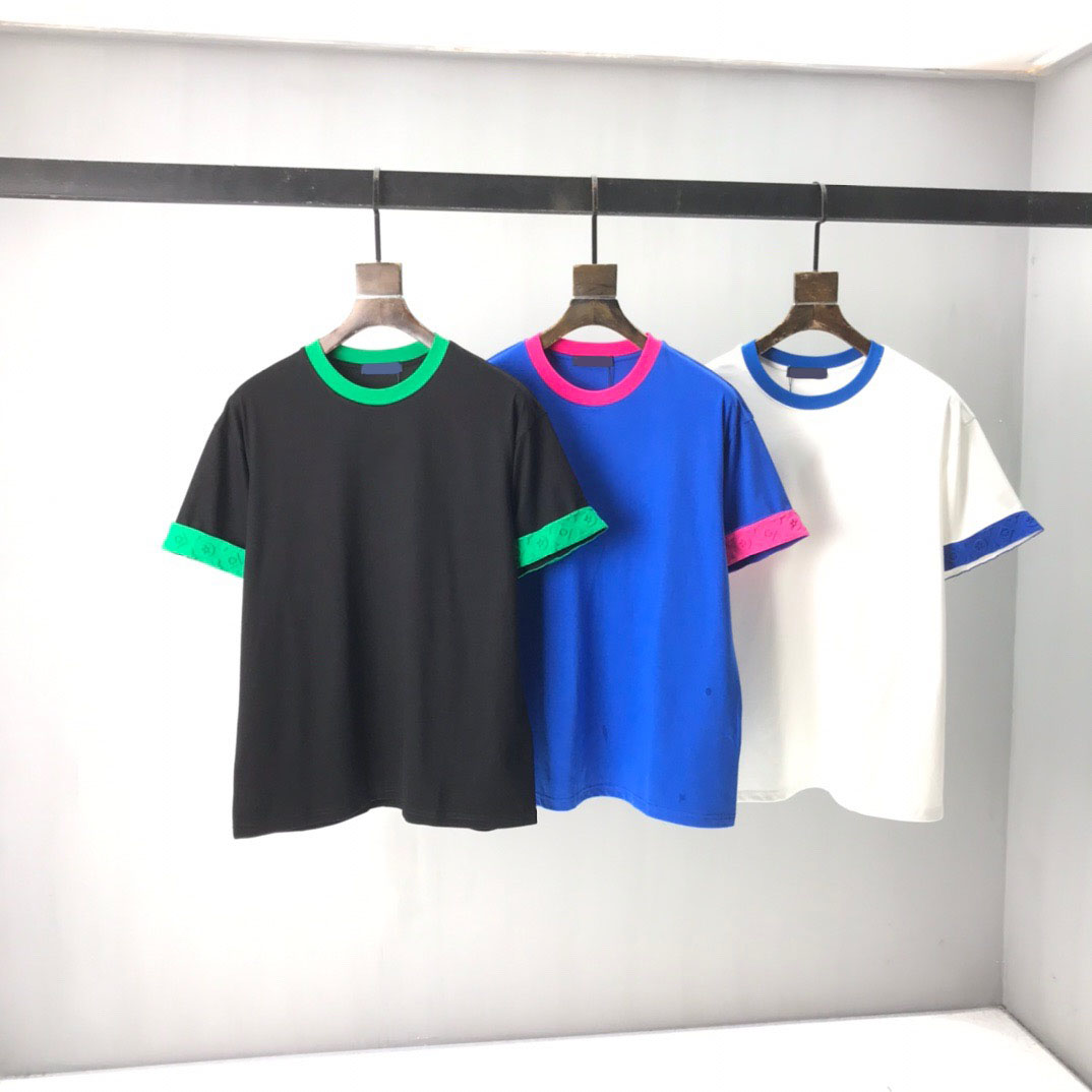 

2021 Men' and women' T-shirt splicing printing short sleeve early spring double strand fine cotton fabric digital printing process eg6432sf, Black