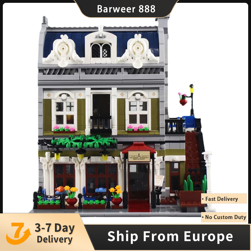 

In Stock 15010 2418pcs Street View City Restaurant Building Block Bricks Education Toys Compatible with 10243 84010
