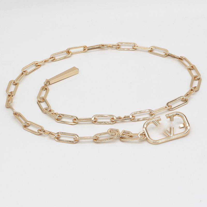 

Belts Vintage Copper Gold Horsebit Metal Chain Belt Lock Pendant Waist Body Dress Mini Fashion Woman Decorative DressBelts, Black
