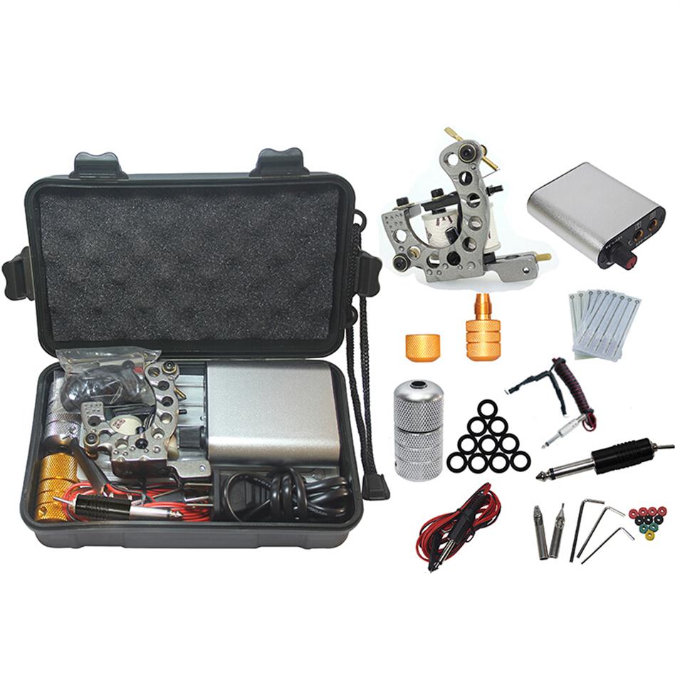 Kit de tatouage des débutants professionnels comprenant l'alimentation électrique de la poignée de tatouage de la machine à bobine2606