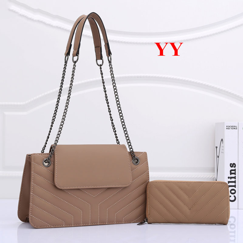 

Designer Bags Luxurys Women Chain Shoulder Bag Famous Brand Handbags 2pcs PU Leather Crossbody Purses Wallet Wholesale, Color 01