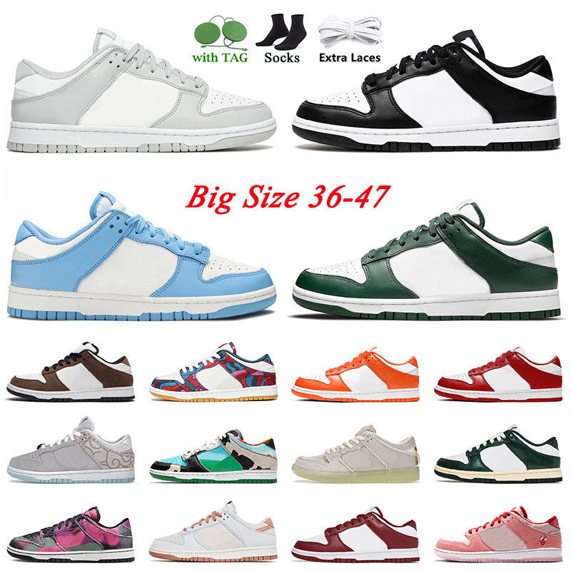 

Low Top Leather Big Size us 13 Women Mens casual Shoes 2022 black white grey fog unc coast spartan green Parra with socks platform designer shoe sneakers skate trainers, B24 pure 36-47