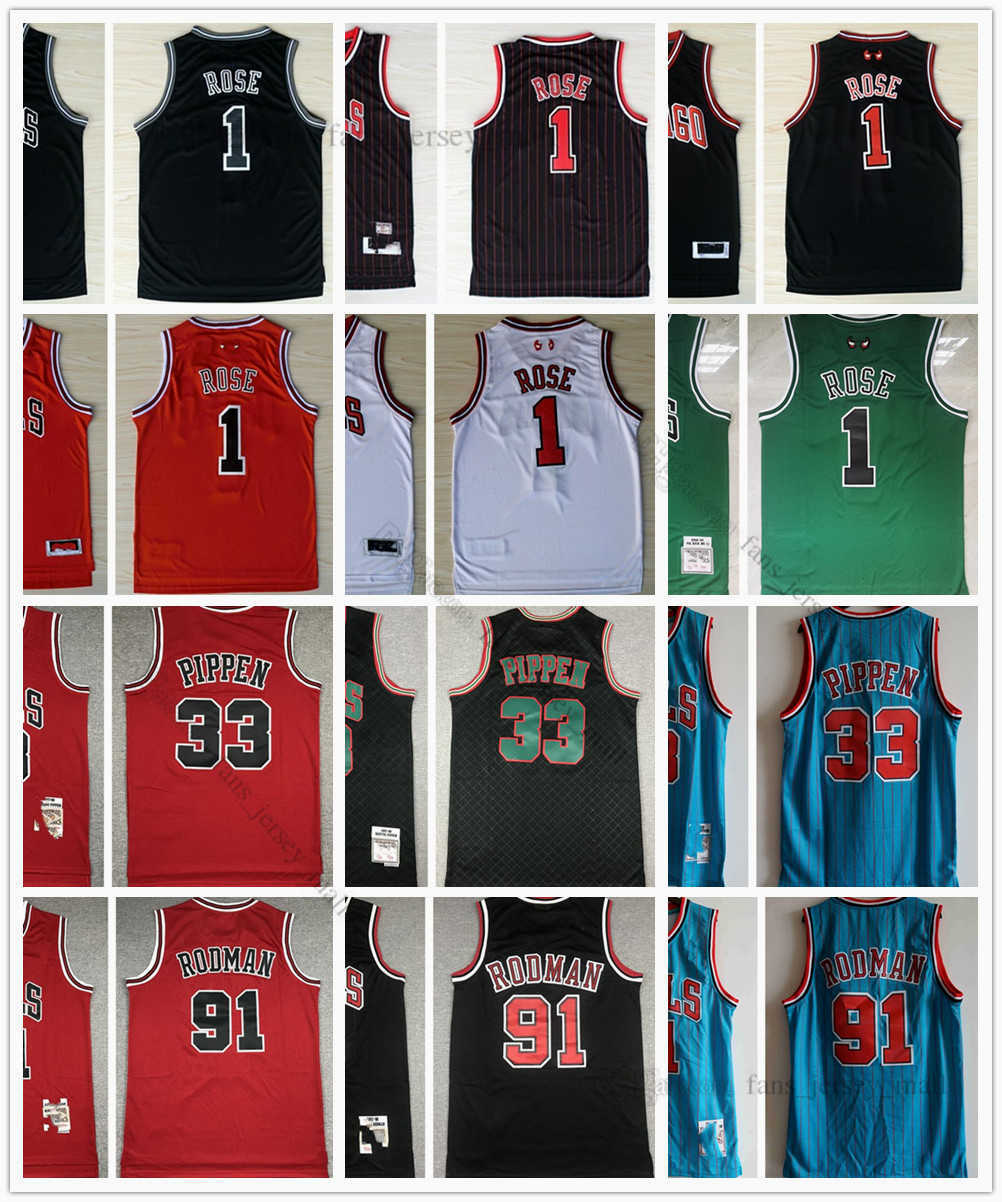 

Retro Mitchell Ness Jersey Basketball 1 Derrick 33 Scottie Rose 91 Dennis Pippen Rodman Stitched White Blank Blue Red 95-96 97-98 08-09, Same as picture