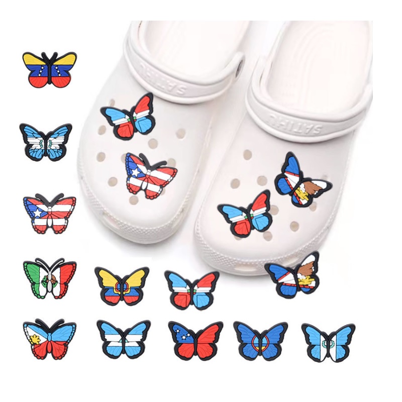 

Butterfly Rubber PVC Shoe Charm Clog Buckles Jibz for Croc cartoon charms garden shoes' buckle Birthday Gifts Part Favors