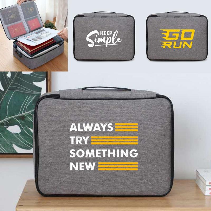 

Briefcases Women Briefcase Tote Documents Organizer File Lockbox Phrase Print Large Men Travel Credentials Wallet Luggage Storage HandbagsBr, Grey