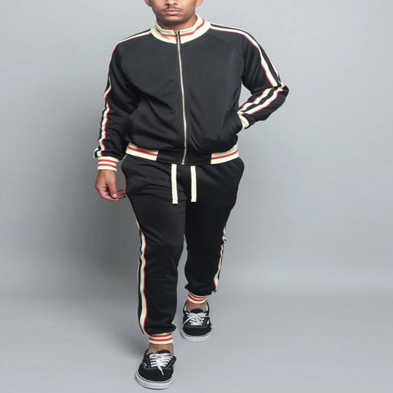 

Men' Tracksuits Men' Sportswear Cotton Spring And Autumn Stand Collar Jacket Jogging Pants Zipper Sports Suit Casual 2 Piece SetMen, Dark green