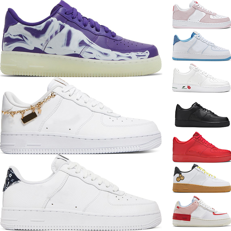

2022 Low One Outdoor Shoes For Men Women Triple White 07 Black Leather Sneakers University Blue Purple Skeleton Valentine Day Paisley Shadow Casual Trainers, 32