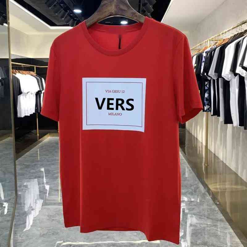 

Vers Designer Mens T-Shirt Classic Letter Print Short Sleeve T-Shirt Summer Cotton Round Neck Sweatshirt Plus Size Men Loose Casual Couple Shirts, White