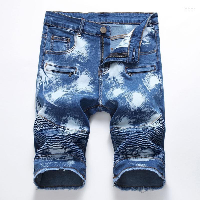 Men&#039;s Jeans 2022 Summer Mens Pants Solid Color Shorts Wrinkle Stretch Fifth For Men1-image-790407761