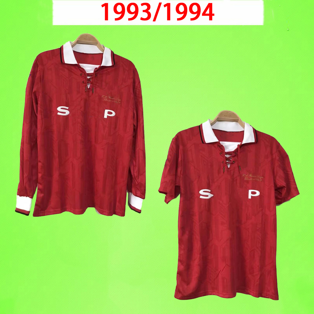 

Manchester Retro 1993 1994 soccer jerseys home red Football shirt 93 94 Vintage classic MAN UTD CANTONA BECKHAM ROBSON GIGGS long short sleeve -2XL, 93/94 long sleeve