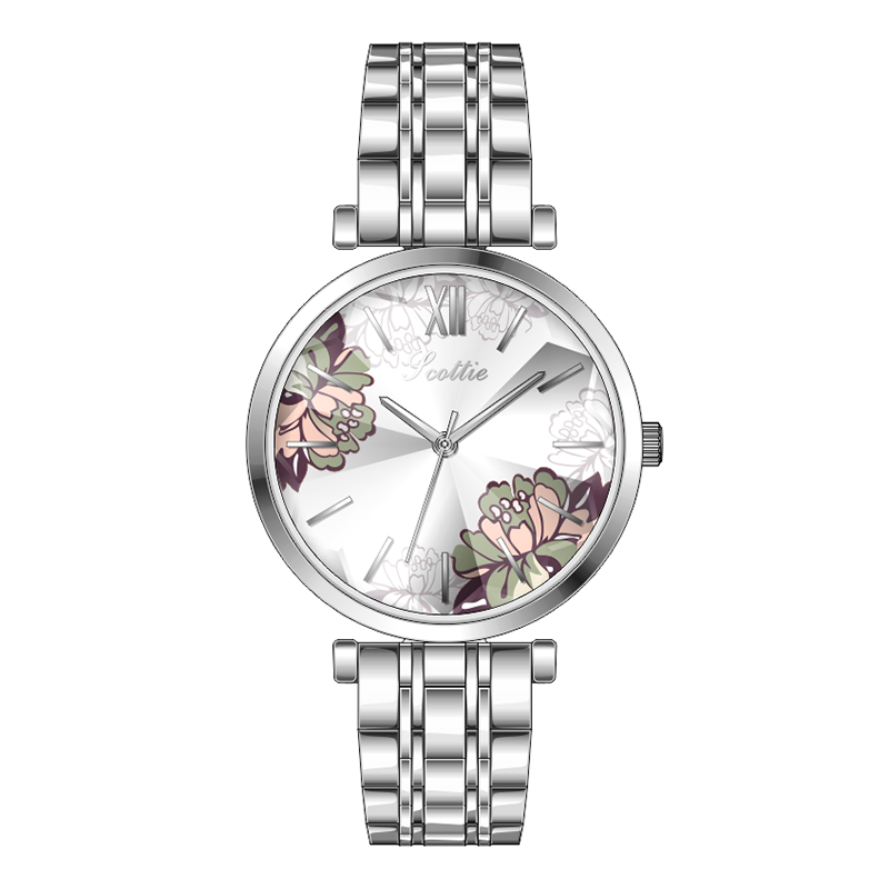 

Wristwatches High Quality Japan Quartz Movement Full White Flower Dial With Rose Gold-tone Hands Waterproof Ladies Watch DropWristwatches