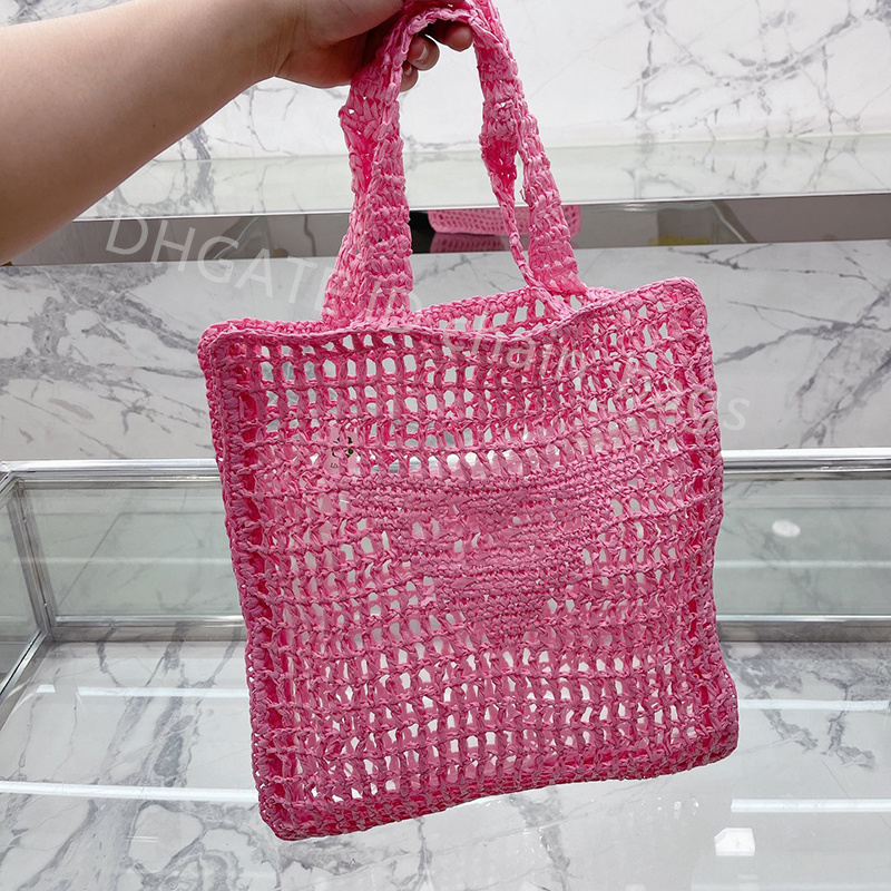 Beach Series Sac fourre-tout creux Tissage de paille Designers de luxe Sac à main Pochettes à bandoulière Léger Grande capacité Totes Lettres été
