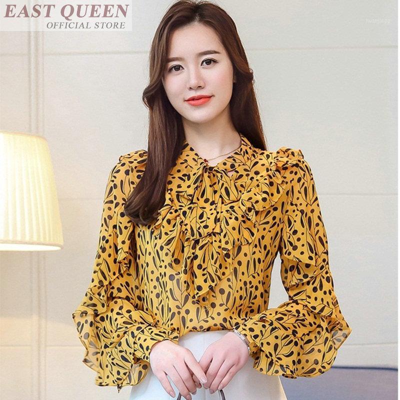 

Women Chiffon Blouse Sexy V-neck Long Butterfly Sleeve 2022 Fashion Floral Print Tops Ladies Office Bodycon Shirts DD595 L Women's Blouses &