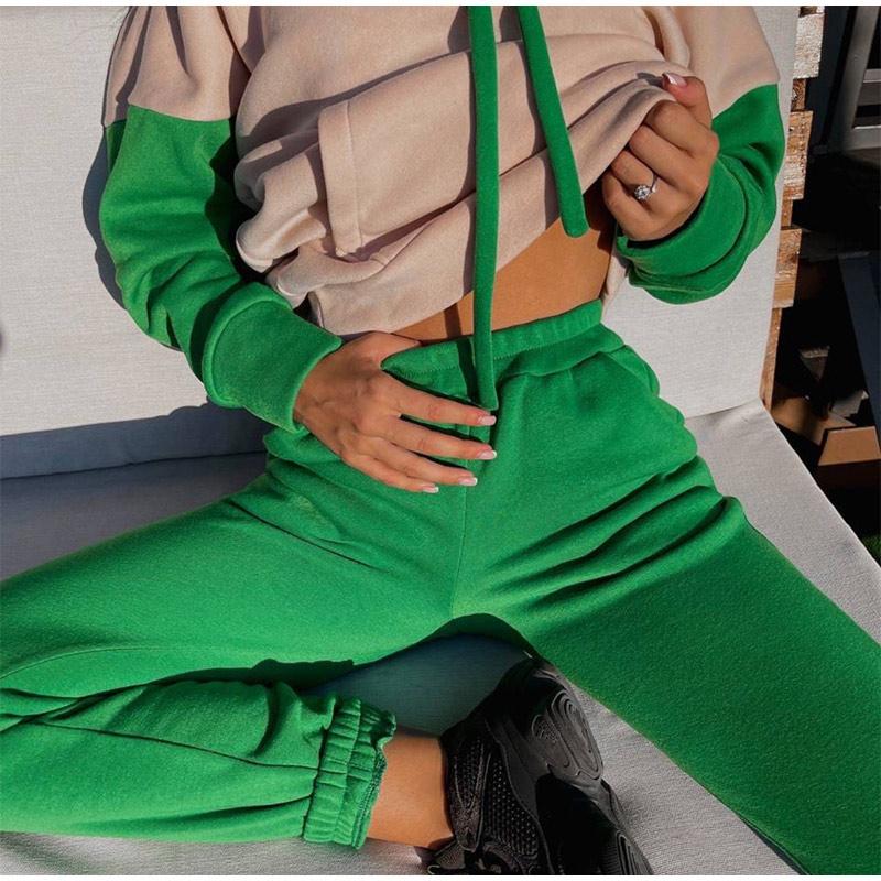 

Women' Two Piece Pants Tracksuit Casual Plus Velvet Suit Sports Two-piece Women Drawstring Hooded 2022 Autumn And Winter Fashion, Gray