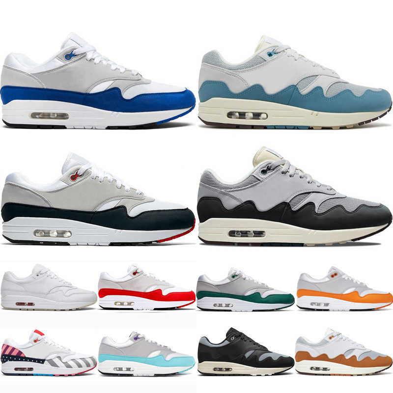 Hommes Femmes 87 Chaussures De Course Anniversaire Université Royale Bleu Orange Patch Parra Bred Éléphant Vagues Monarch Hommes Entraîneurs De S