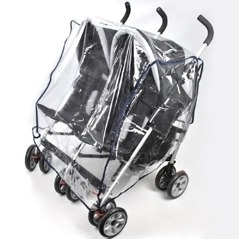 

Stroller Parts & Accessories Universal Side-by-side Twin Rain Cover Adjustable Windproof Dustproof For Baby And Ventilated Cart Transpare F7
