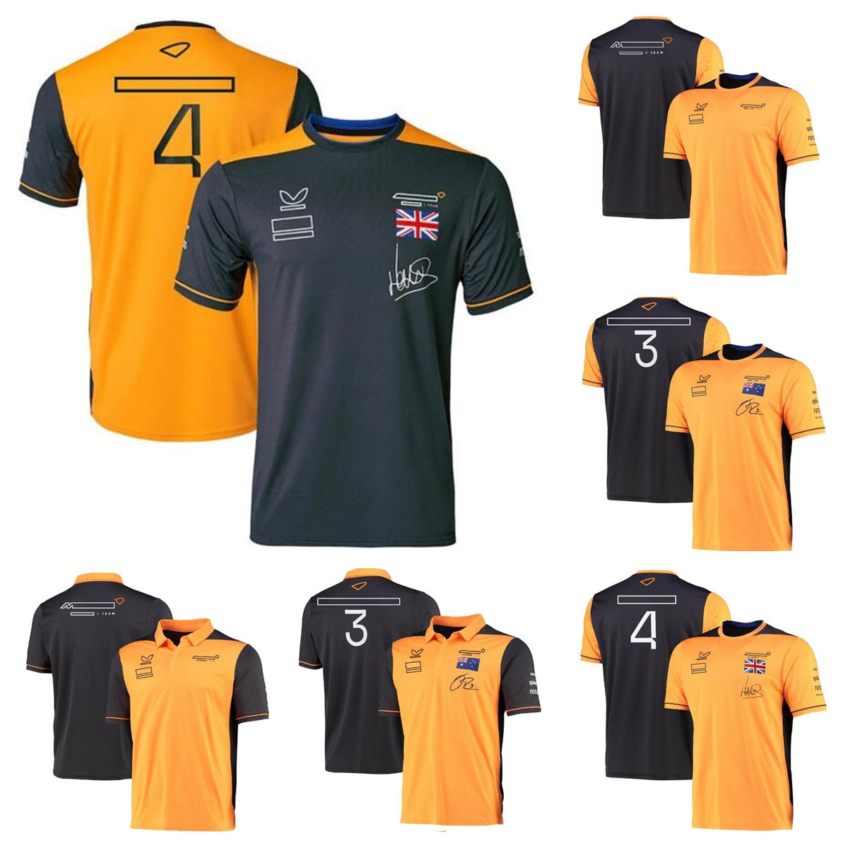 

F1 team racing suit polyester quick-drying men's summer breathable park collar short-sleeved T-shirt car logo with the same customization