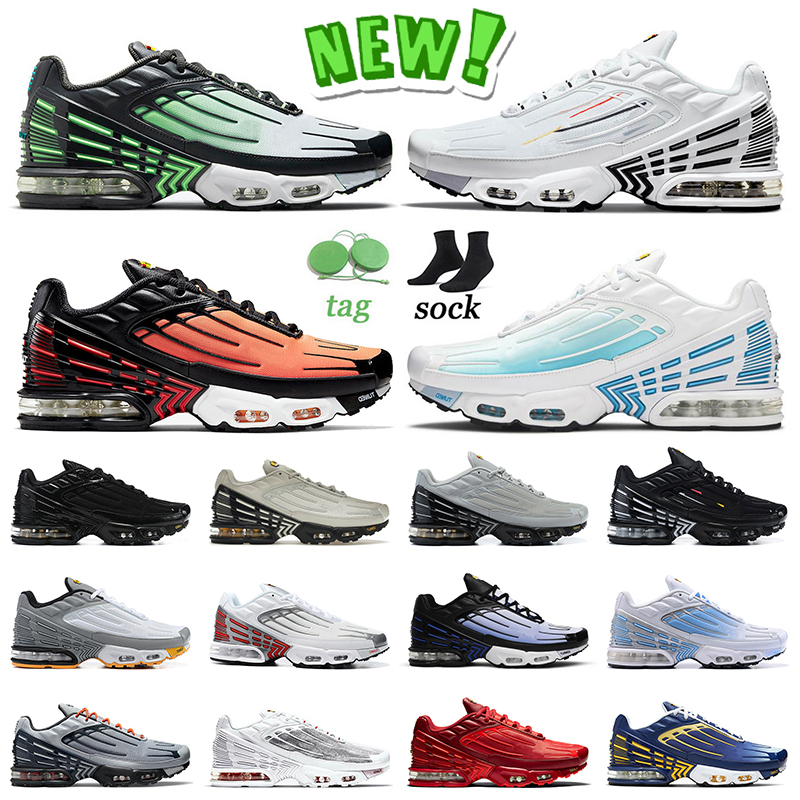

Classic TN Plus 3 Tuned III Sports Running Shoes Mens Women Green and Aqua Multi White Tiger Laser Blue Triple Black Leather Bone Obsidian Outdoor Sneakers Trainers, C12 black red with orange 39-46
