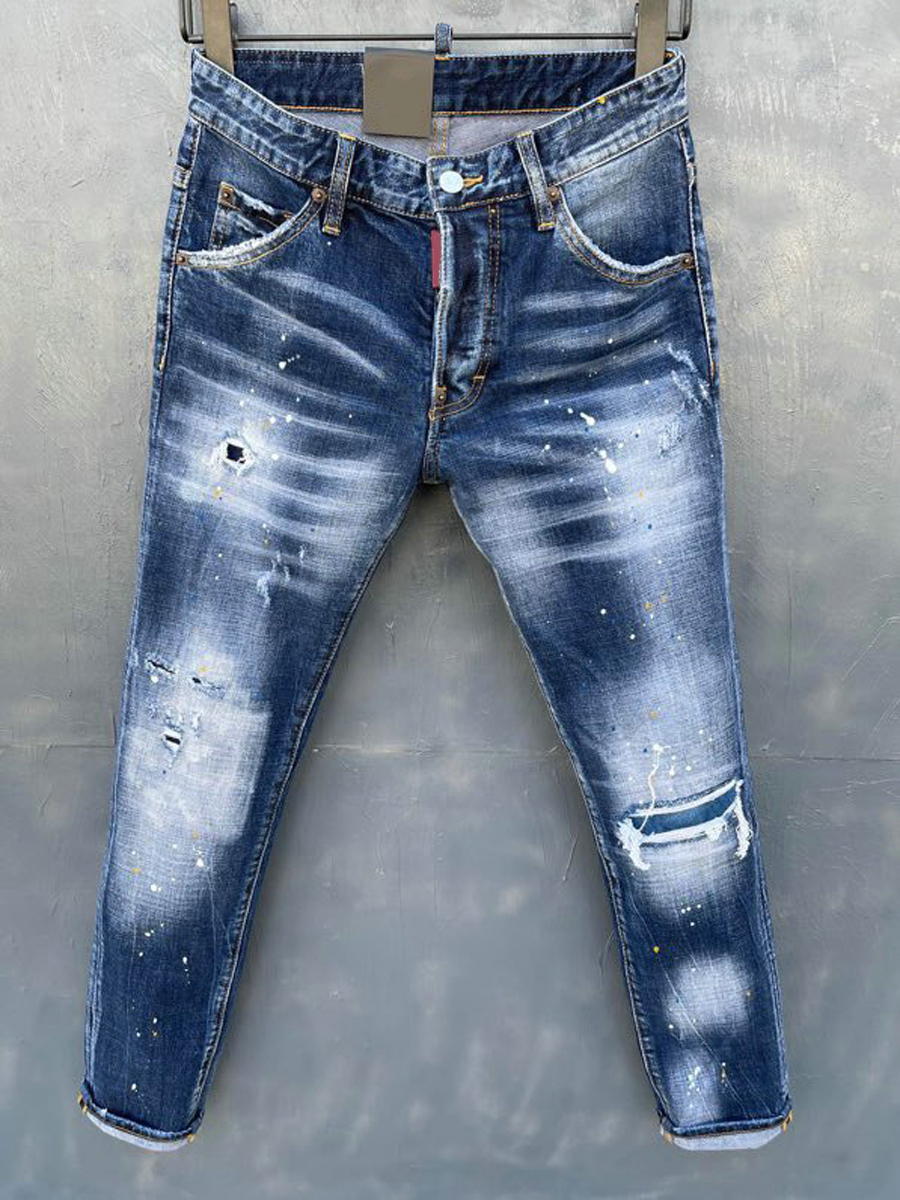 High Quality Mens Designer Luxurys Jeans Black White a Pair Sold Distressed Business Casual Street Wear Man Trousers Slim-leg Fit Ripped Hole Str