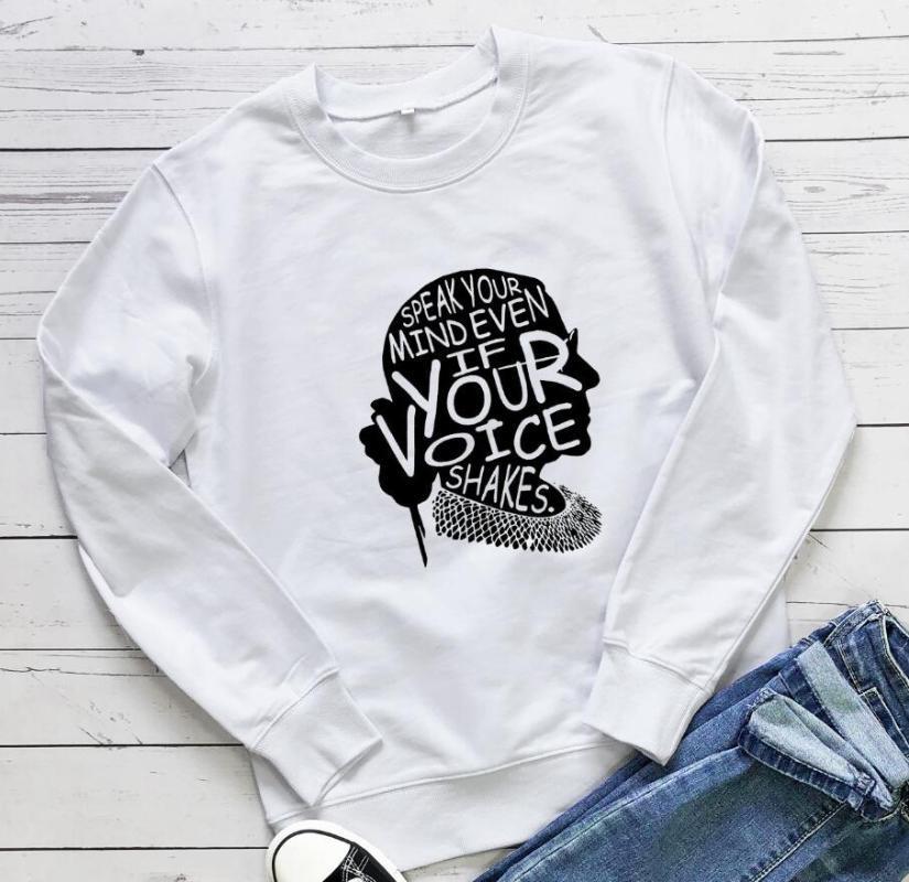 

Speak Your Mind Even If Voice Shakes Sweatshirt Ruth Saying Sweats Inspirational Pullovers Women Casual Grunge Tumblr Tops Women' Hoodies, Black-white text