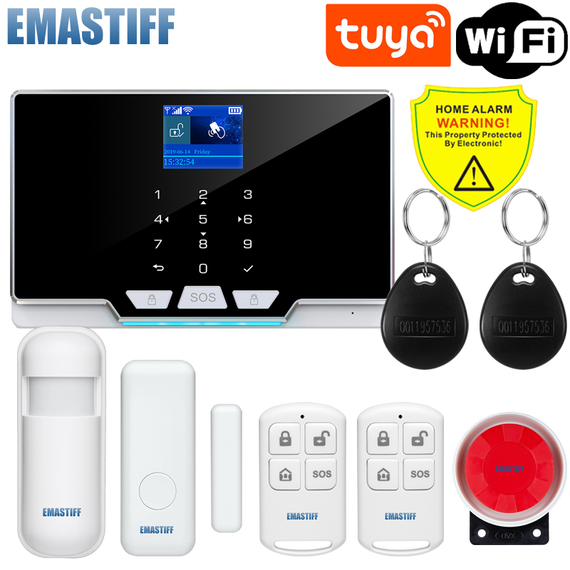 

Tuya Smart Wireless Alarm WIFI SIM GSM Security Alarm System Kit APP Control Motion Detector Sensor Burglar Alarm System