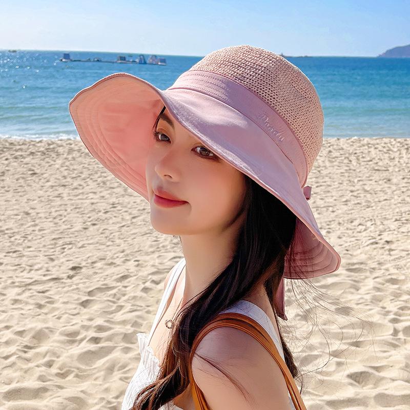 

Wide Brim Hats Women Summer Sun Outdoor Anti-UV Beach Hat Foldable Sunscreen Caps Bucket Dome Travel Hiking CapWide, Black