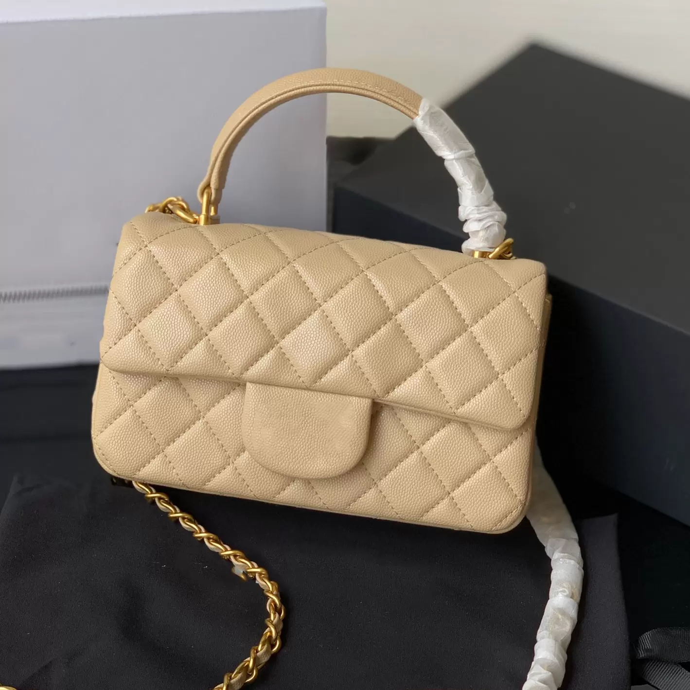 22SS Classic Totes mini sac de volet Calfskin Litchi Match Mandted Argyle Silver Metal Chain Crossbody Handsbags French Luxury Designer Womens Sa
