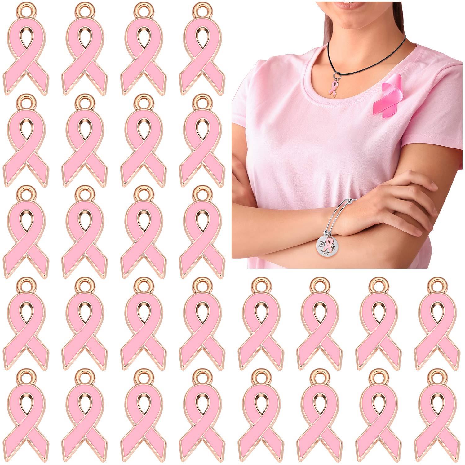 

Pendant Necklaces Breast Cancer Awareness Charm Ribbon Jewelry Diy Accessories For Necklace Bracelet Making Crafts Pink amuTw