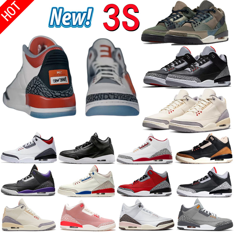 

2022 New III 3 Men 3S Women Basketball Shoes Slim Shady Muslin Oreo White Cement Black Cat Cardinal Red Man Sport Sneakers Trainers True Blue Varsity Royal Size:40-47, Shoebox